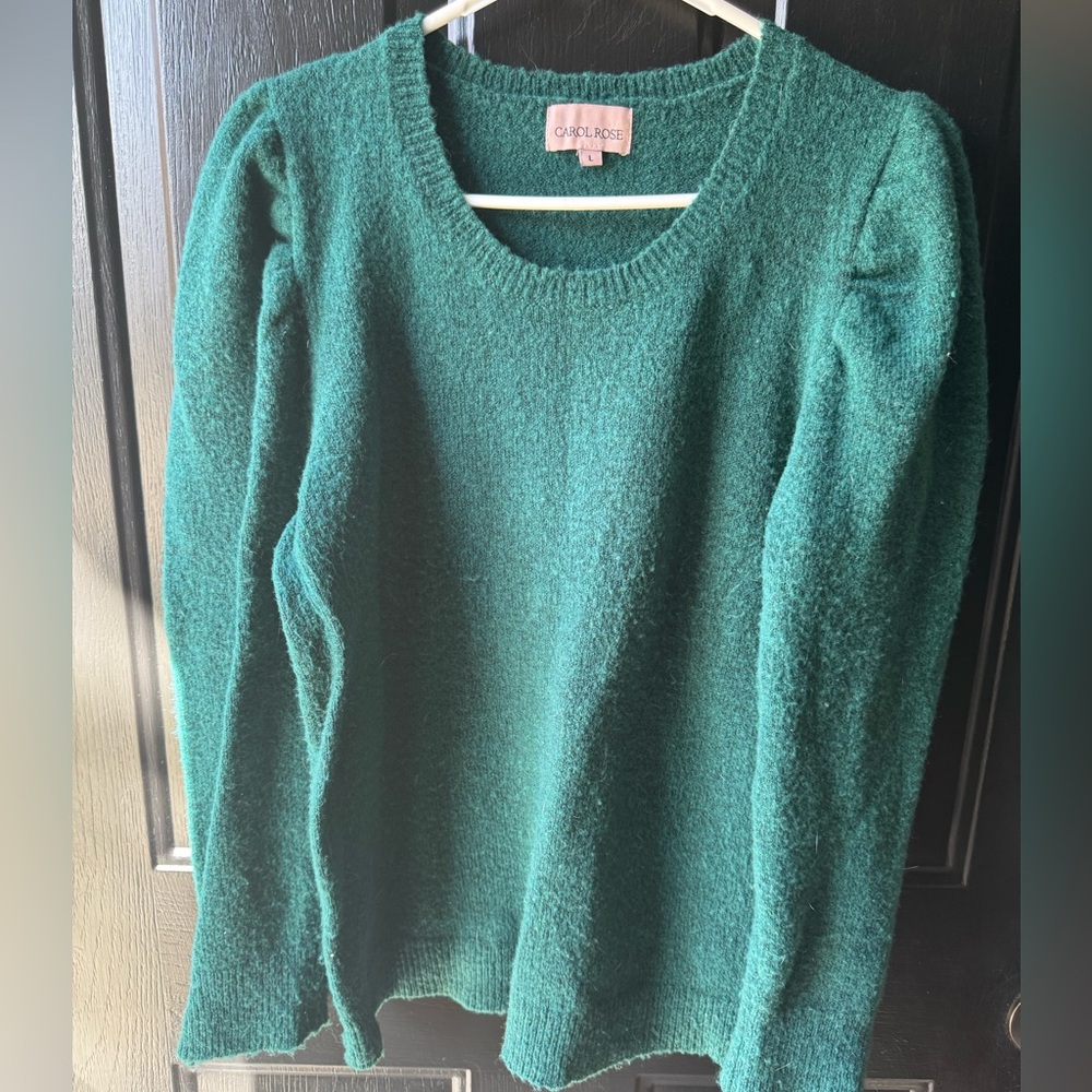Carol Rose Forest Green Crew Neck Sweater